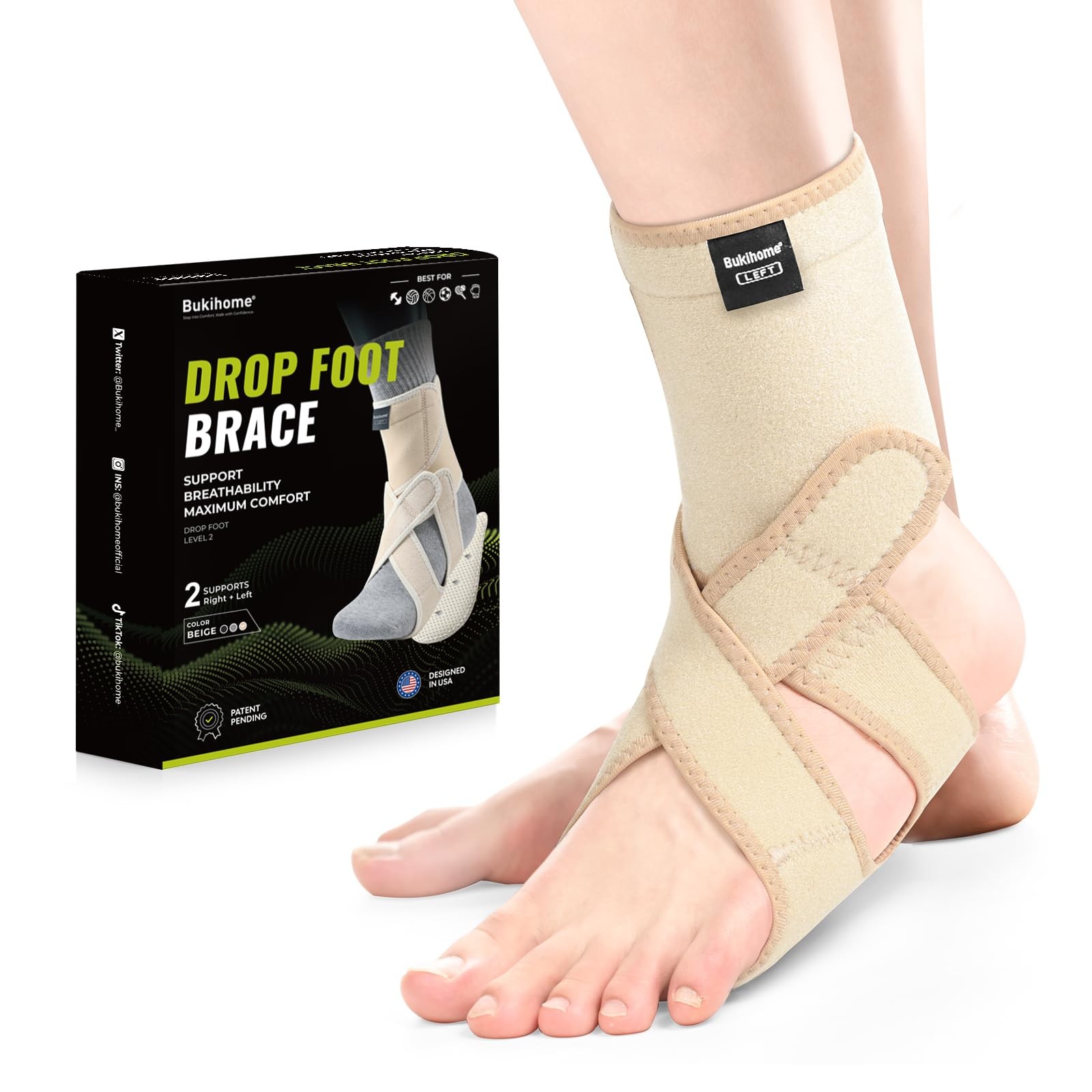 Adjustable AFO Foot Drop Brace – Foot Support for Walking with Shoes, Socks, …