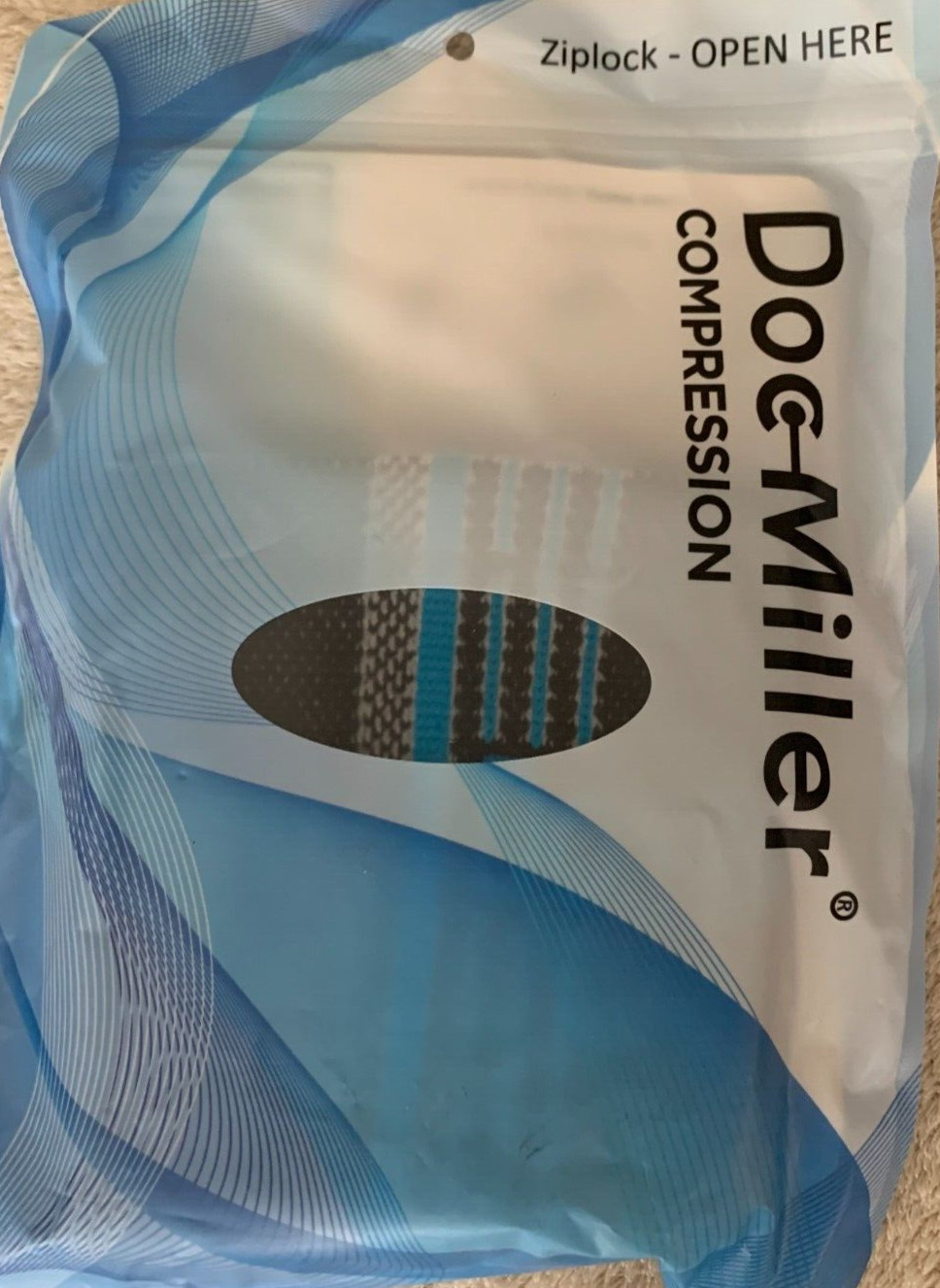 Ankle Compression Sleeve Size Large Doc Miller Blue NIP 1 Pair Nylon & Spand