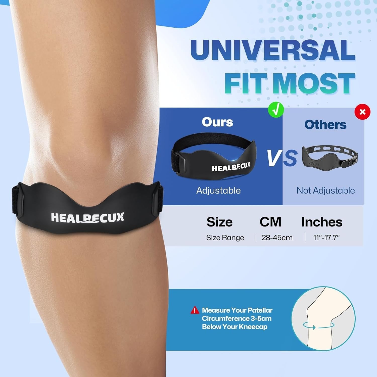 Patella Knee Strap Tendon Support Band for Pain Relief Running Brace Orange