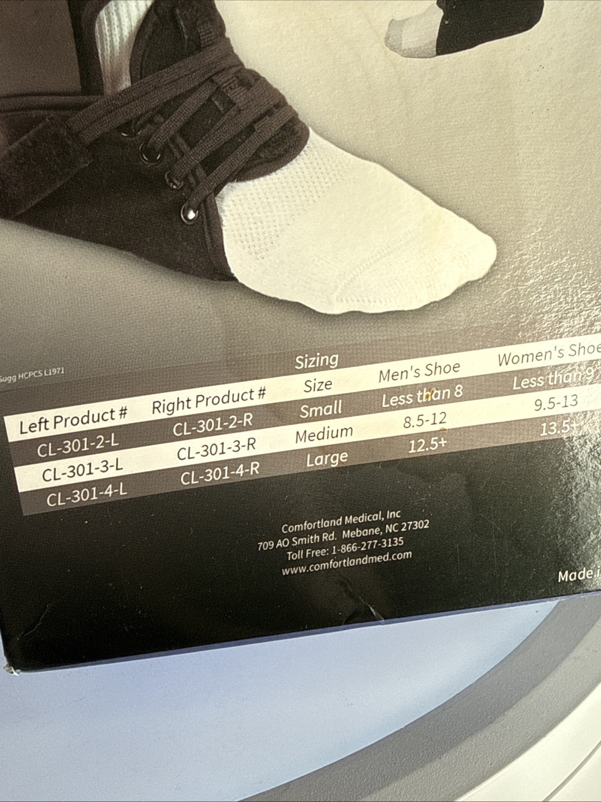 Accord III Ankle Brace Medium Left CL 301-3-L Sugg HCPCS L1971 ComfortLand