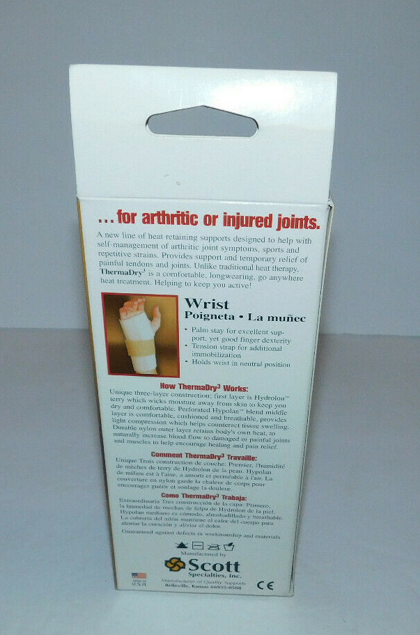 NIB SCOTT SPECIALTIES LH WRIST WRAP FOR ARTHRITIS OR INJURY SIZE SMALL