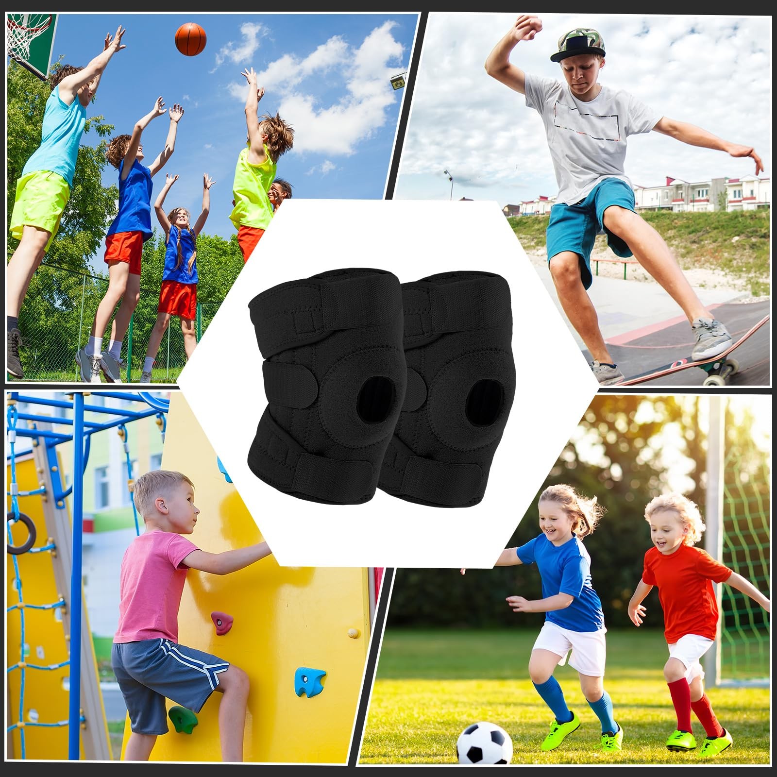 1 Pcs Kids Knee Brace with Side Stabilizers Patella Gel Pads Adjustable Strap…