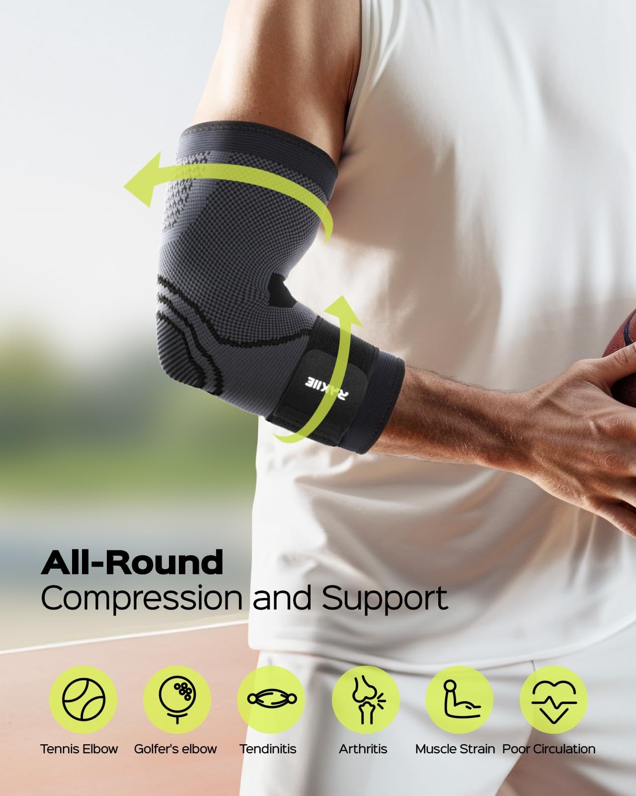 2 Pack Elbow Support Brace Compression Sleeve Tennis Golfer Pain Relief