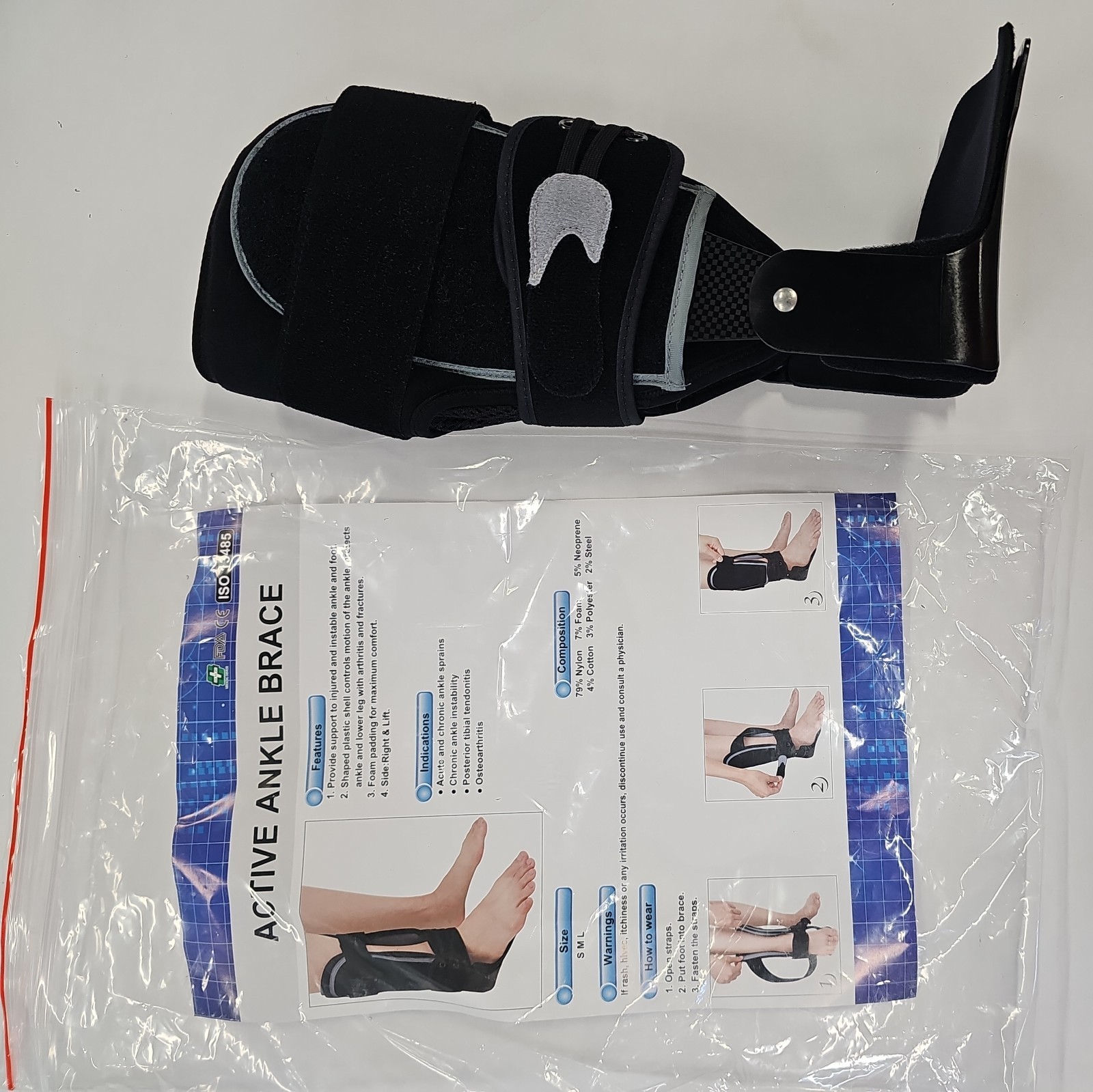 Active Ankle Brace Medium Lace Up & Strap Multi Sport Right