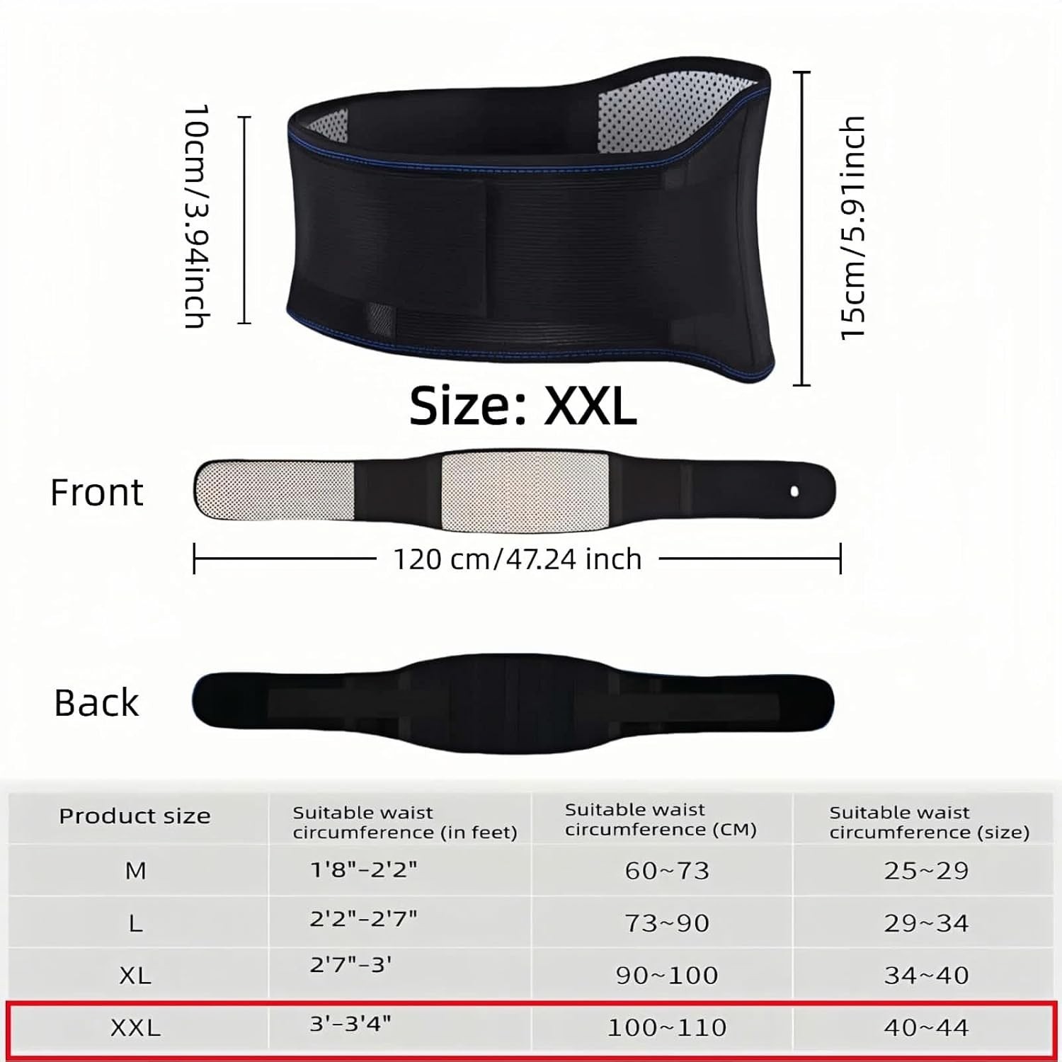Thermal Therapy Lumbar Support Strap – Breathable & Adjustable for Comfort – XXL