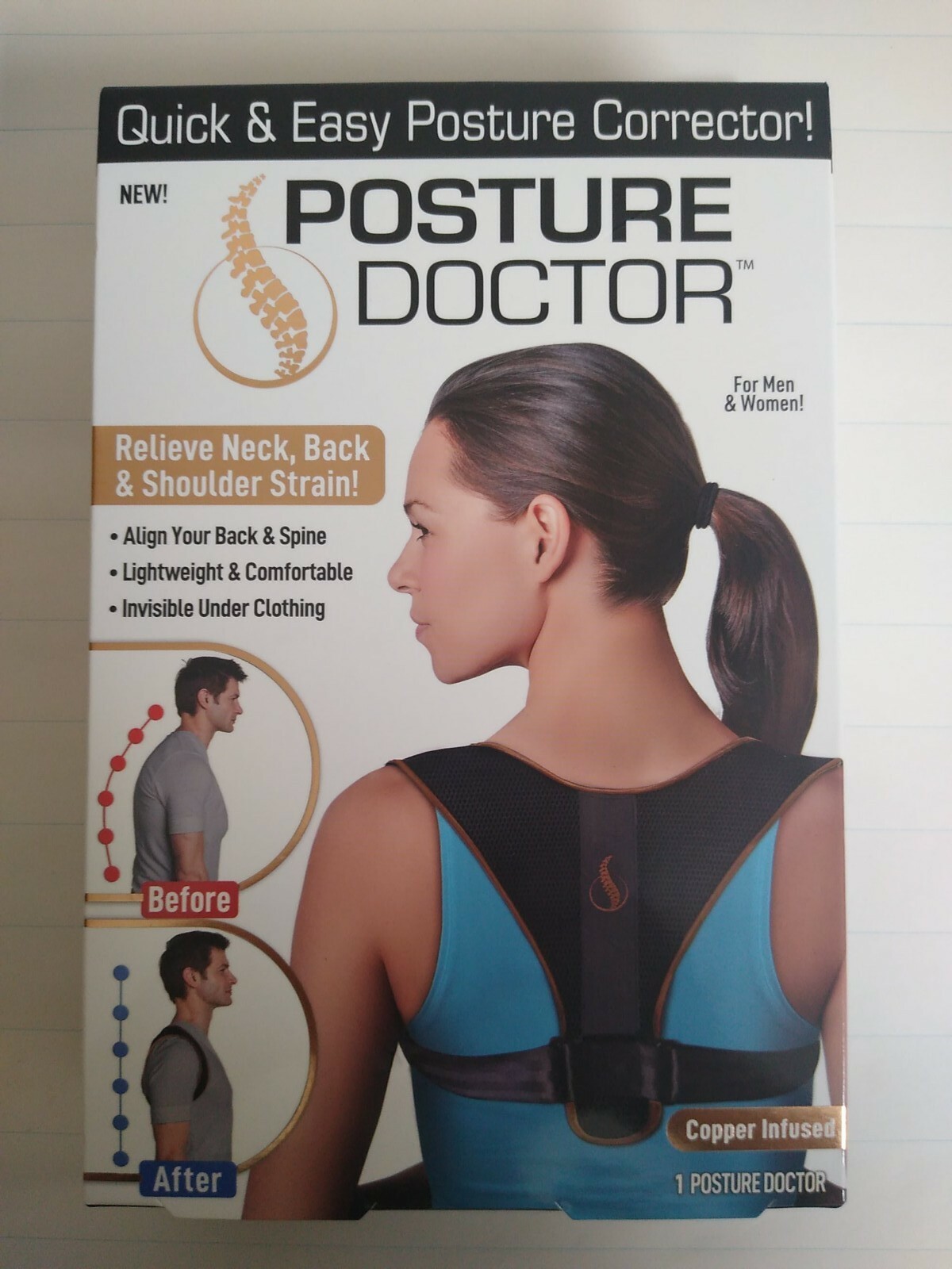 Posture Doctor quick and easy Posture Corrector one size fits Copper Infused