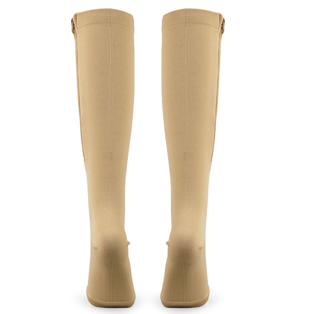 2pcs Breathable Compression Zipper Socks Open Toe Elastic Leg Support Socks