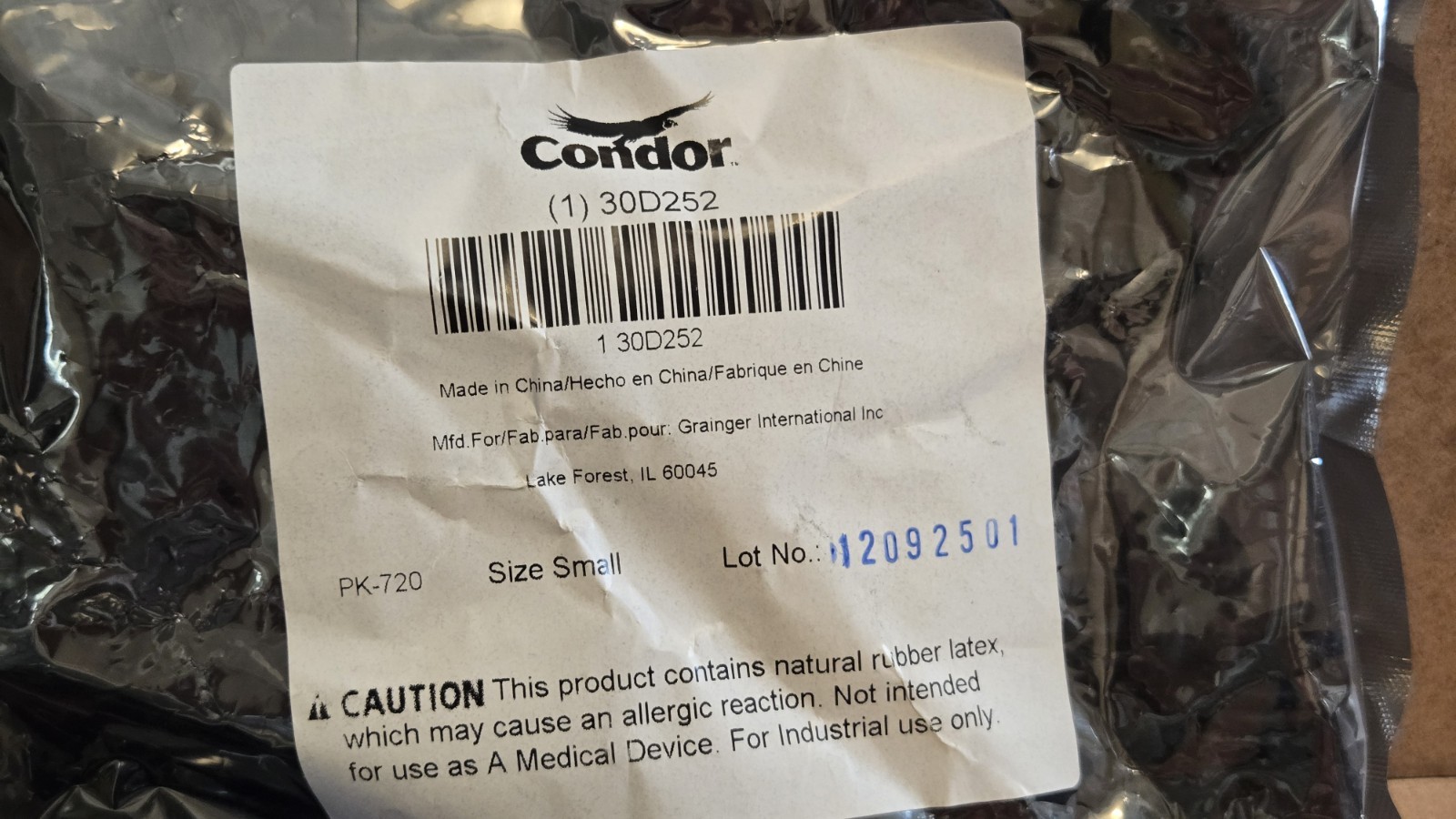 CONDOR Finger Cots Small Black Static Dissipative (720 Pack) 30D252