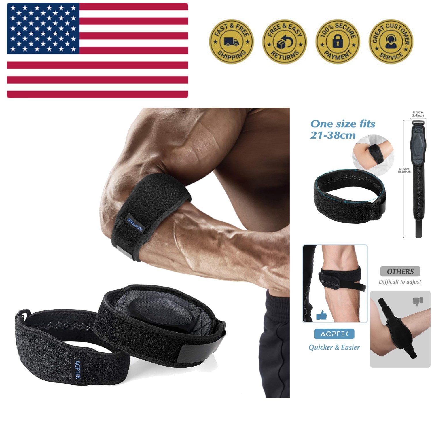 Elbow Brace for Tendonitis and Tennis Elbow 2 Pack, Tennis Golfers Elbow Supp…