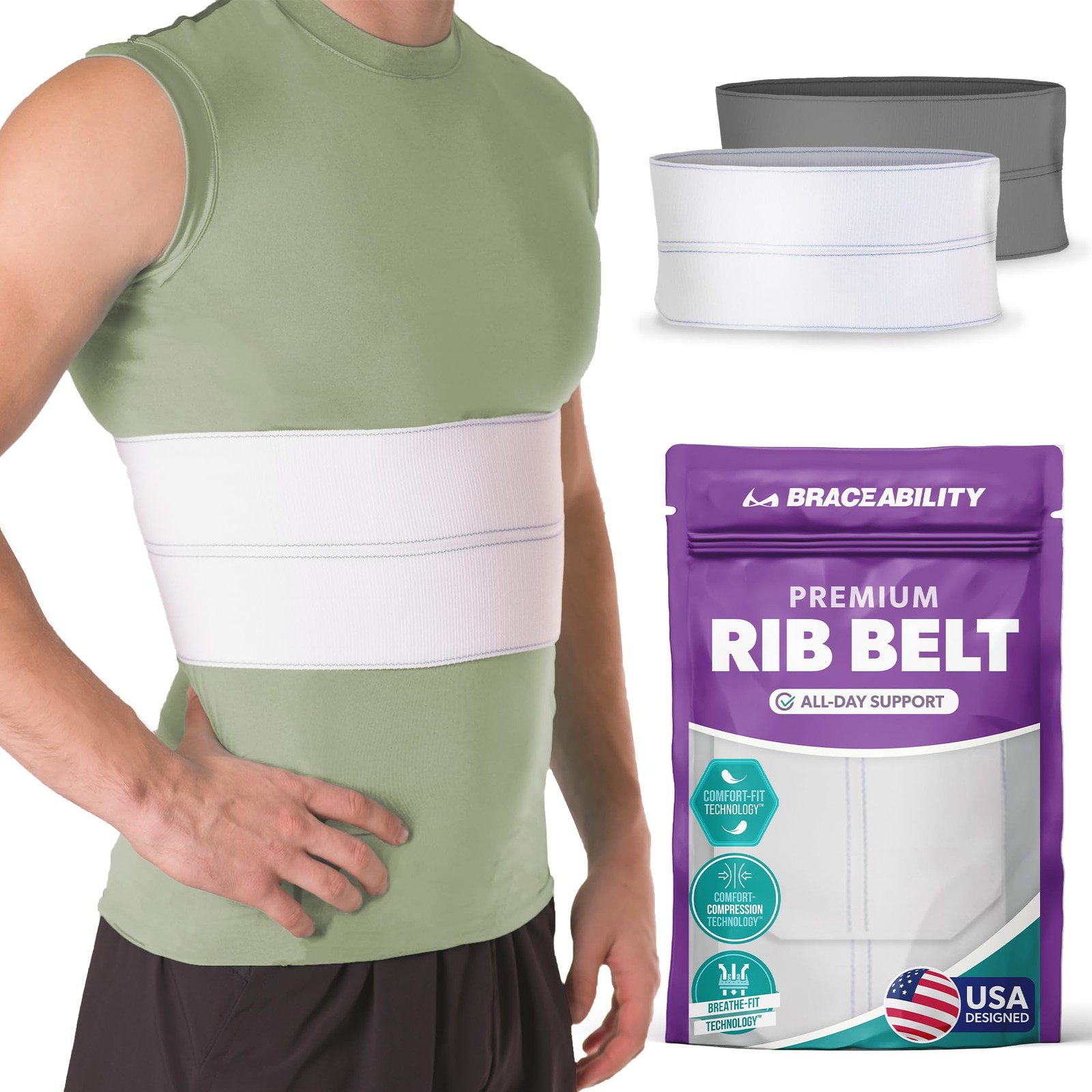 Broken Rib Brace for Men & Women – Compression Wrap & Chest Support Belt