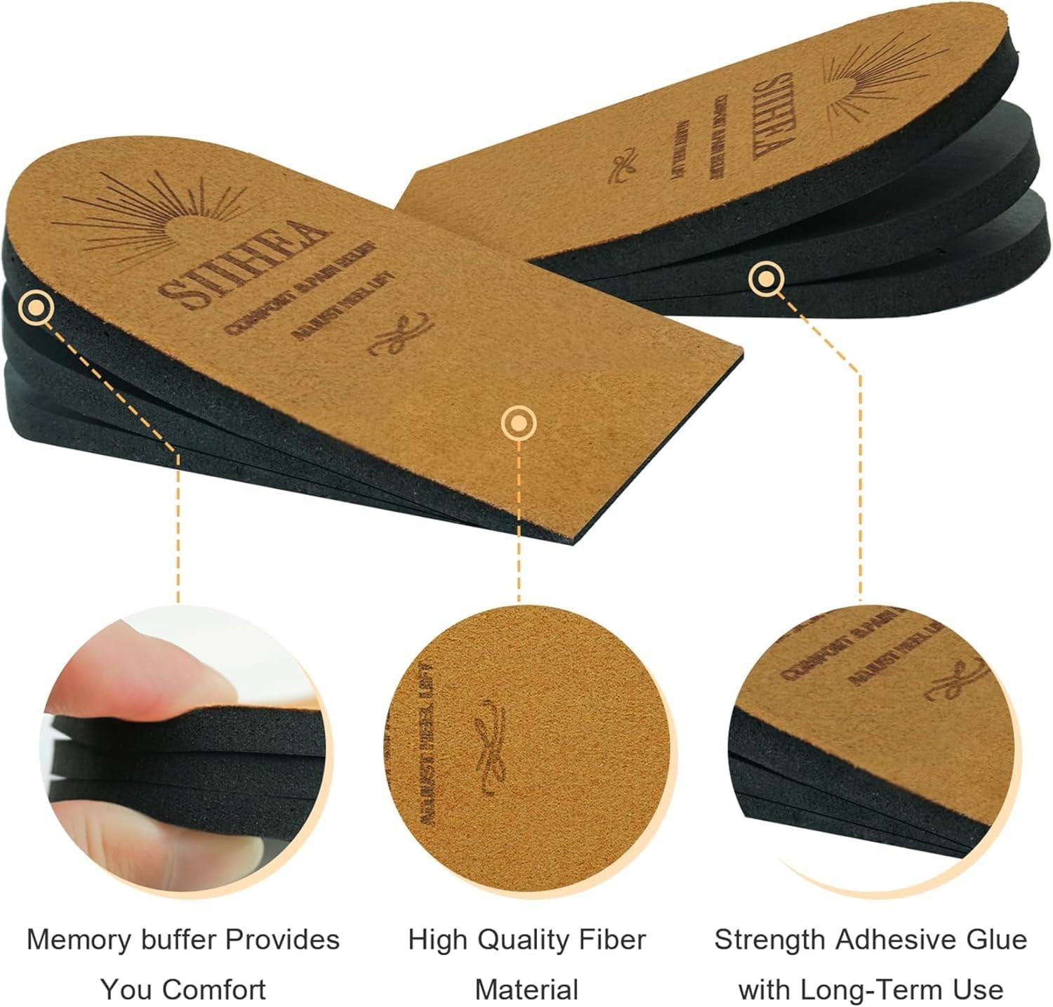 Adjustable Heel Lifts for Shoes – 1/4″ Height Increase Insoles for Pain Relief,