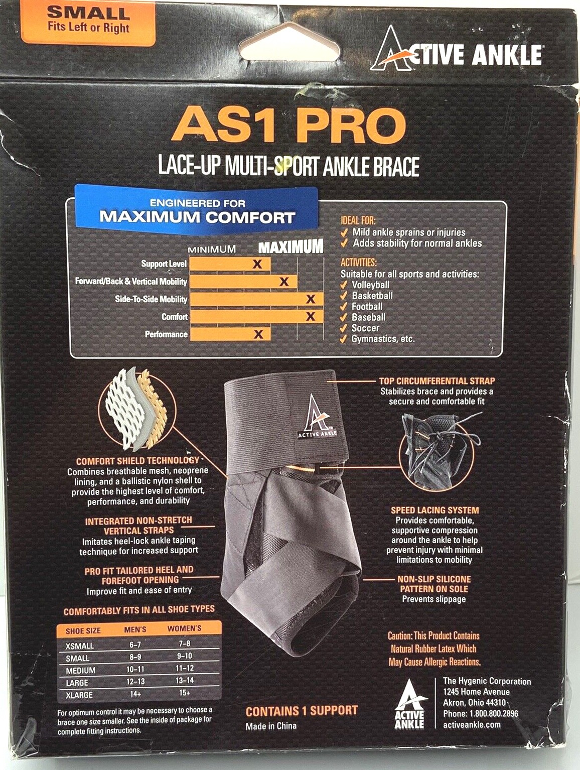 Active Ankle AS1 Pro Lace-Up Multi-Sport Ankle Brace Small New Open Box