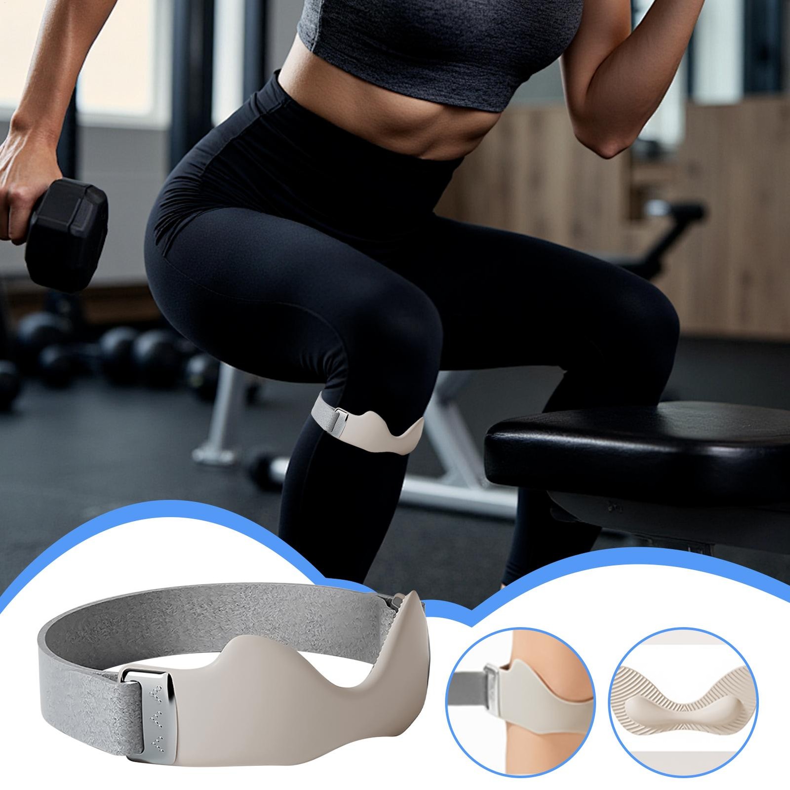 1PC Flex Wrap Silicone Patellar Tendon Support Strap Adjustable Knee Brace Strap