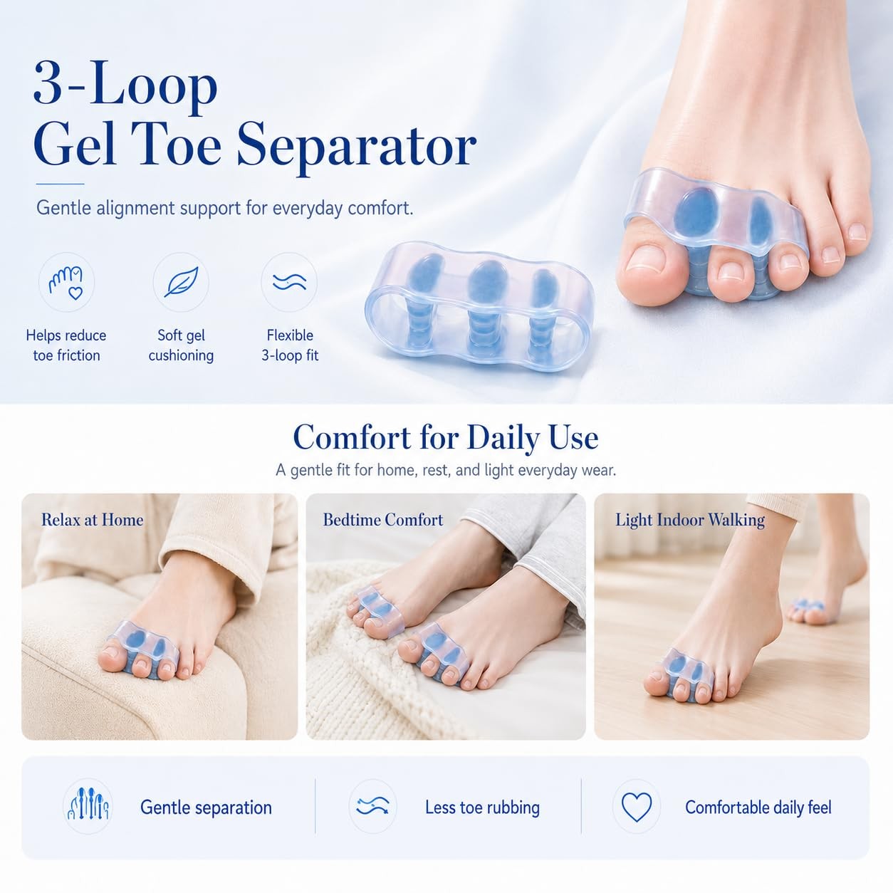 Habioer Bunion Corrector, Toe Separators for Women and One Size, Light Blue
