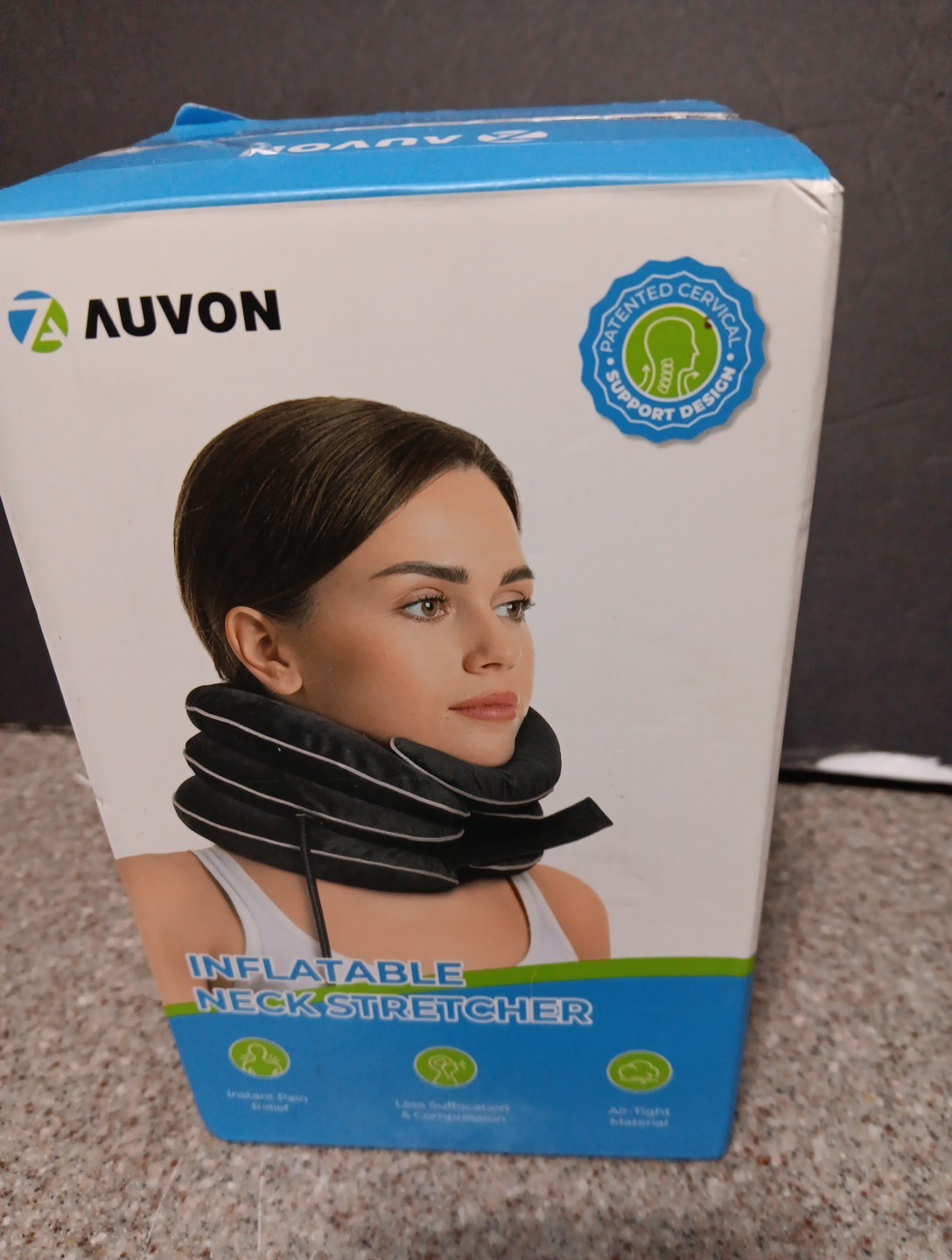 NEW IN BOX ! Auvon Inflatable Neck Stretcher For Cervical Traction 3 Layer Black