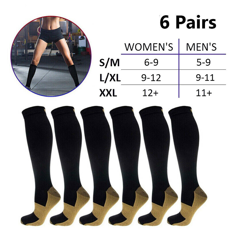 6 Pairs Compression Socks Calcetines de compresión Men Women Support Socks S-2XL