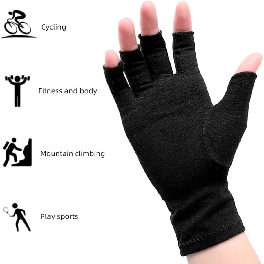 Breathable Black Compression Gloves for Arthritis Pain Relief – Unisex Size M