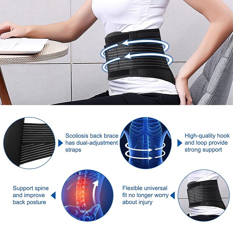 Mens Lumbar Lower Back Support Belt Work Brace Waist Wrap Pain Relief Sciatica