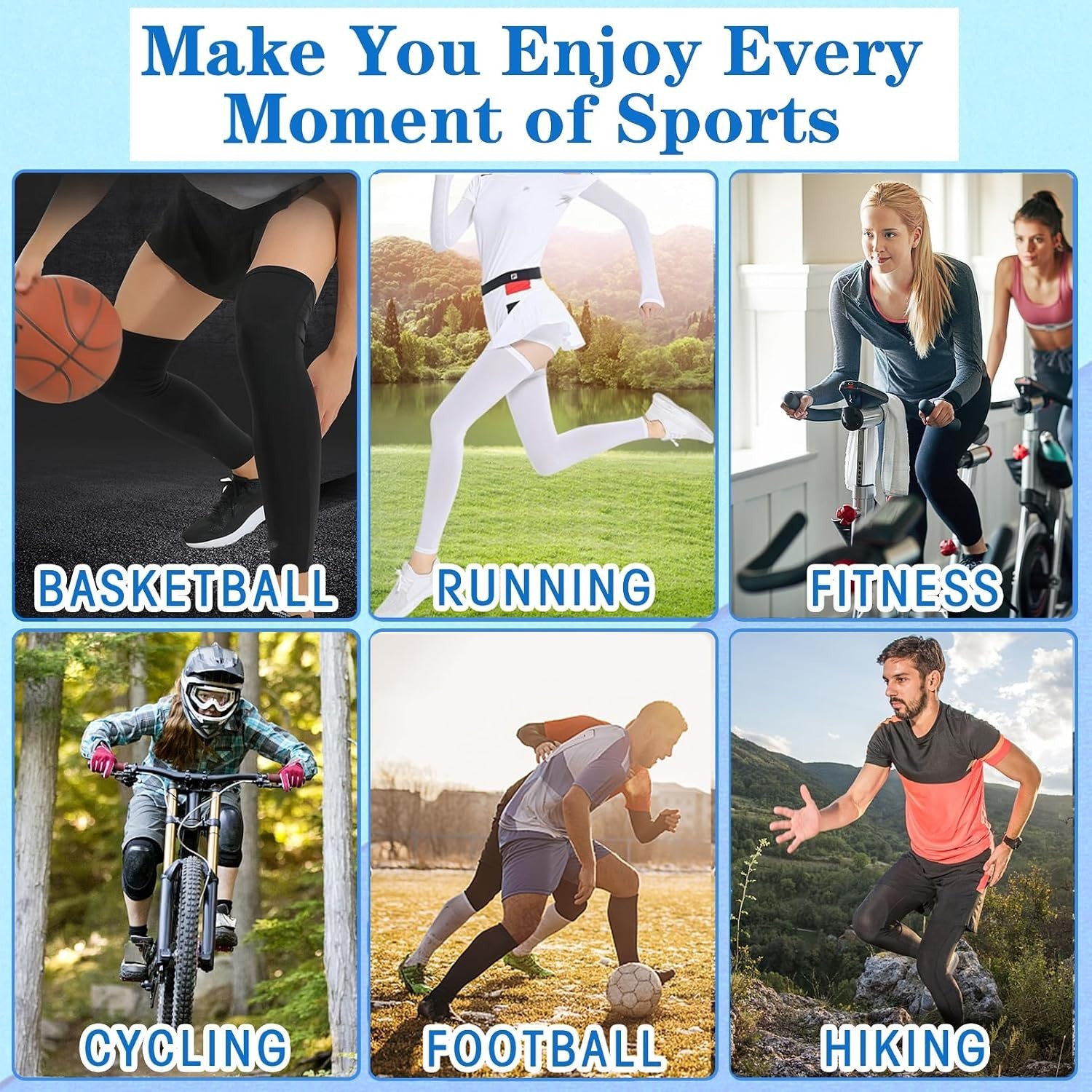 2 Pairs Leg Sleeves,Full Length Leg Compression Sleeve,Sports Long Knee Sleev…