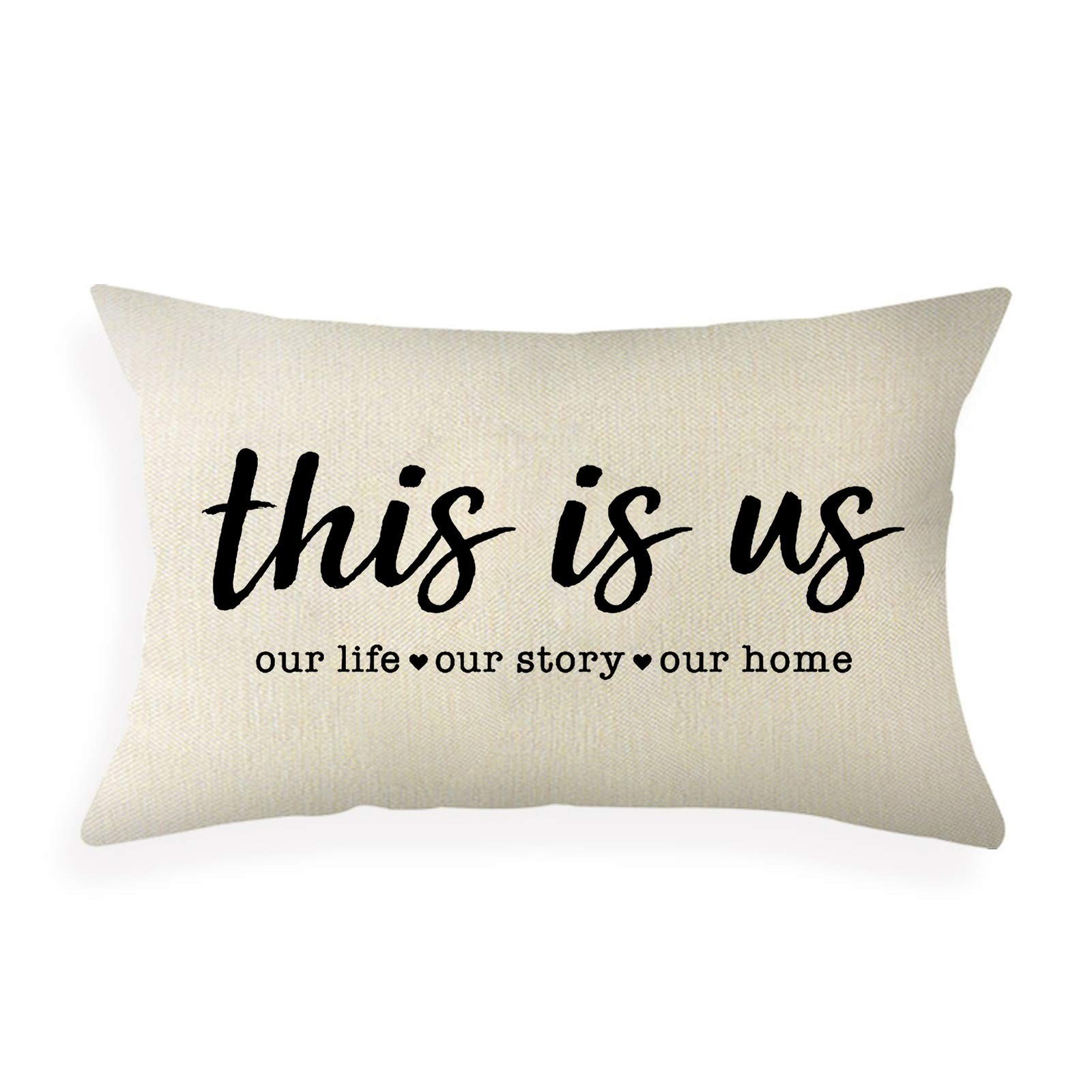 Ogiselestyle Farmhouse Pillow Covers with This is us Quote 12″ x 20″ Lumbar P…