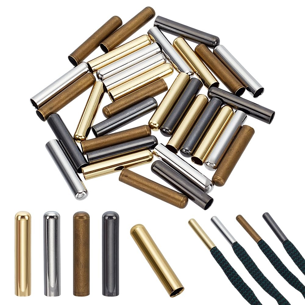 32Pcs 3.5mm Hole Shoe Laces Tips 4 Colors Metal Shoelace Tip Head 20mm Long S…