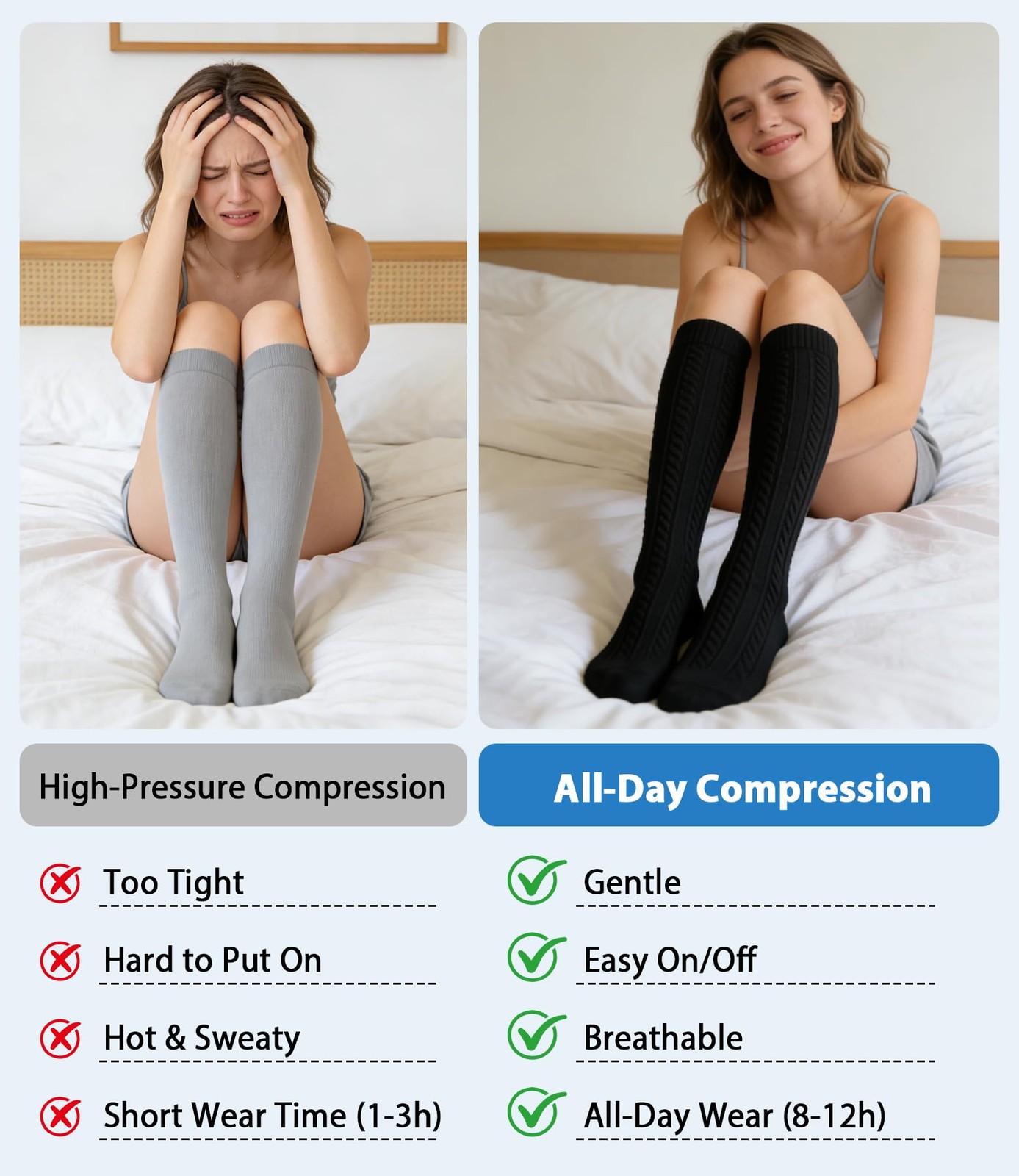 6 Pairs Black Compression Socks for Women & Men – Small-Medium, Multi3