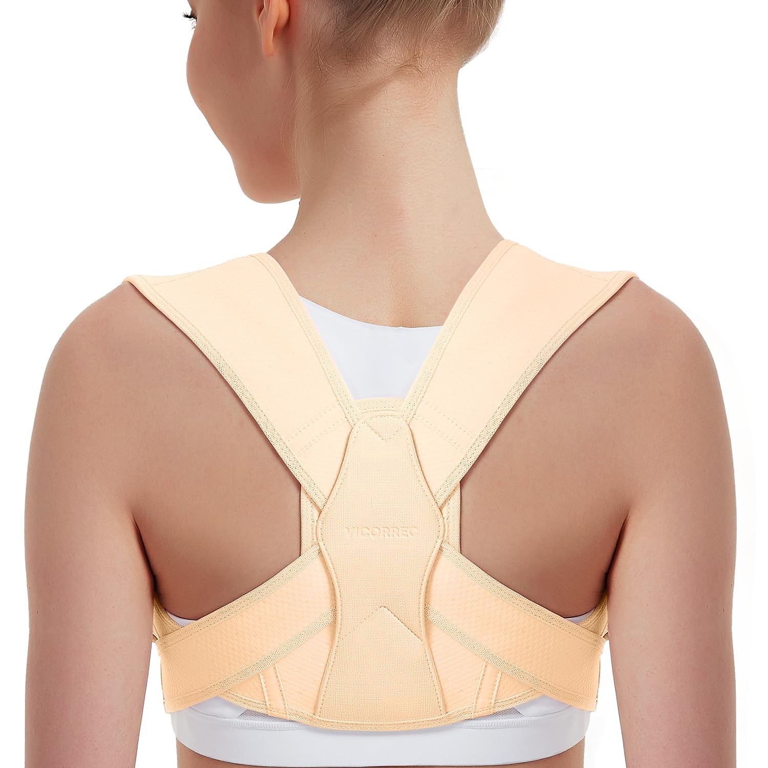 Vicorrect Posture Corrector for Women and Men, Adjustable Large/XLarge, Beige