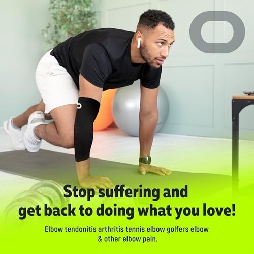 Elbow Compression Sleeves for Tendonitis, Tennis & Golf Elbow Relief – Support f