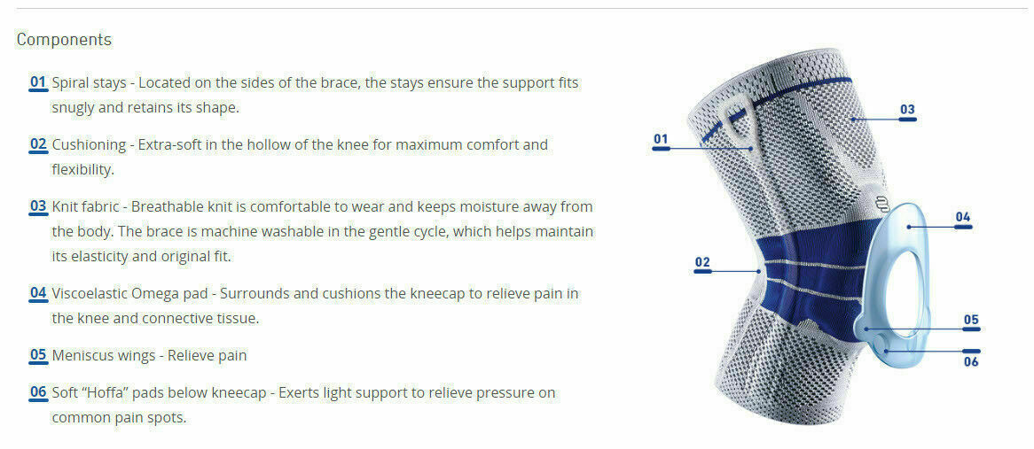 Bauerfeind GenuTrain Size 7 Knee Joint Brace Patella Support ACL Meniscus Hinge