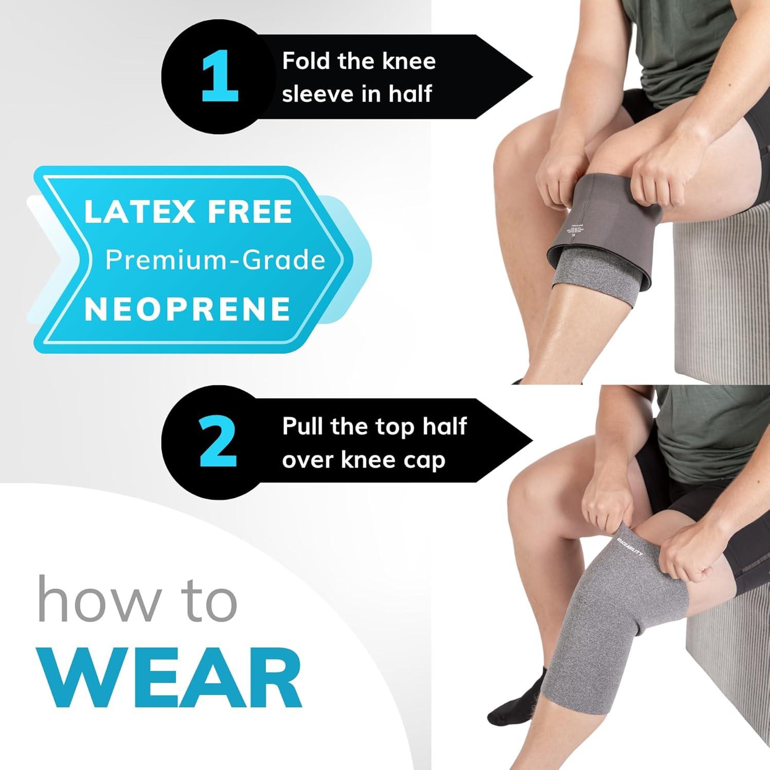Braceability plus Size Neoprene Knee Sleeve – Knee Compression Sleeve for Large