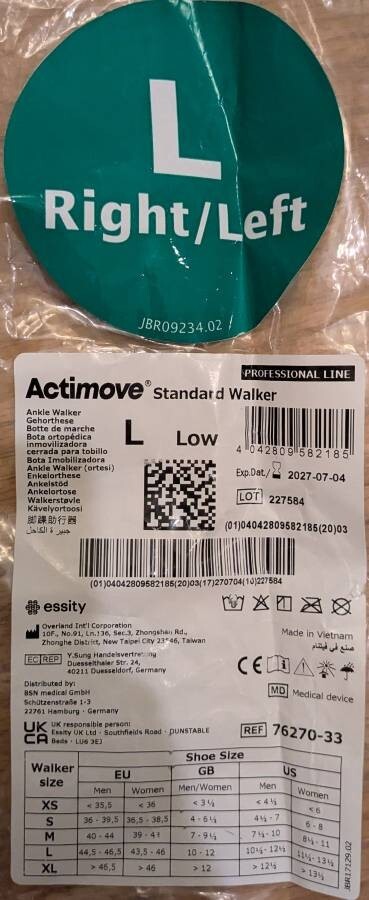 Actimove Standard Walker Boot Lower Leg Ankle Foot Fracture Size Large