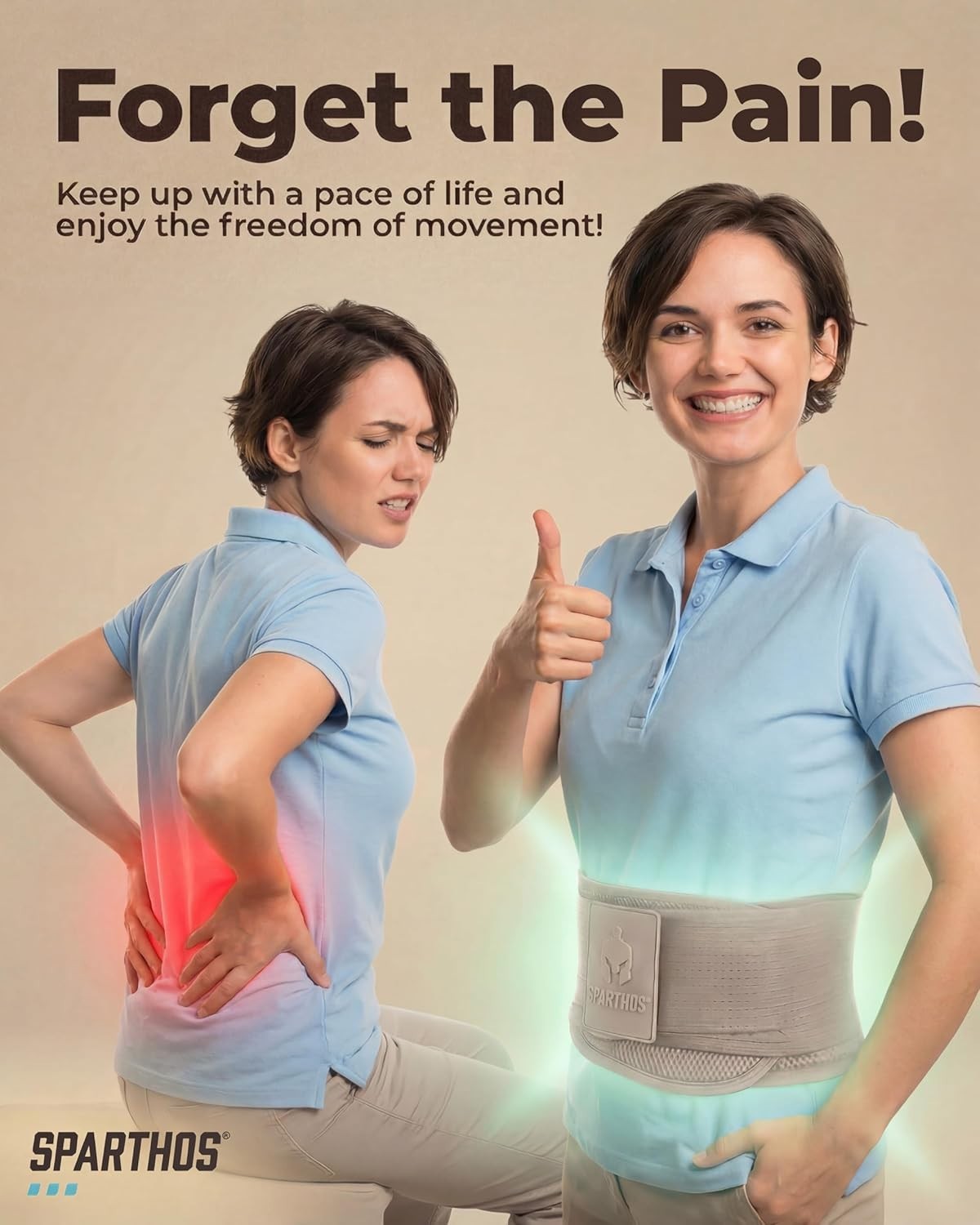 Lower Back Pain Relief Brace Nylon Polyester Adjustable Lumbar Support