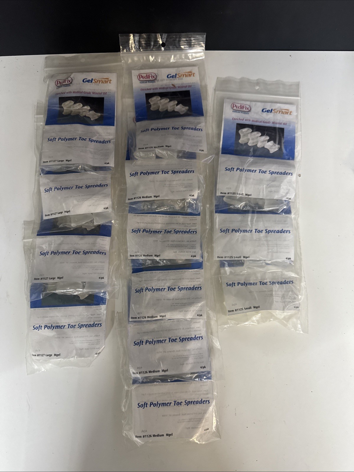 Brand New PediFix GelSmart Soft Polymer Toe Spreaders –Multi-Size Bulk Lot Of 13