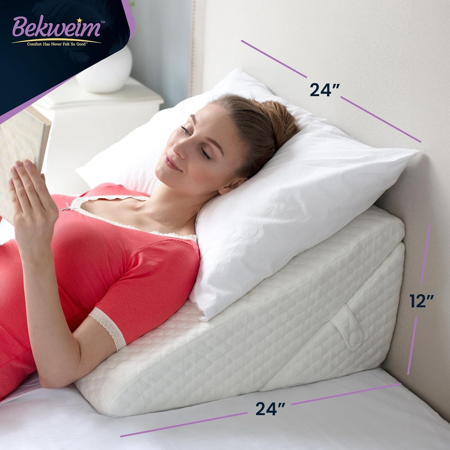 Adjustable Bed Wedge Pillow for Sleeping – Large, White