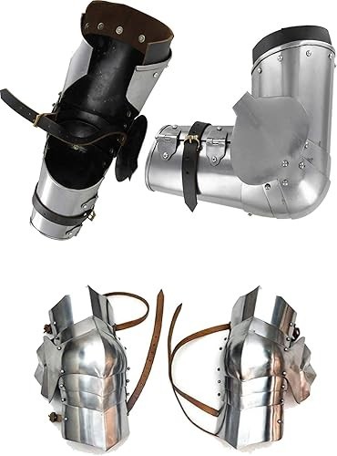 Medieval Armor Metal Arm Bracers with Greaves Protection for Men Leg Guard