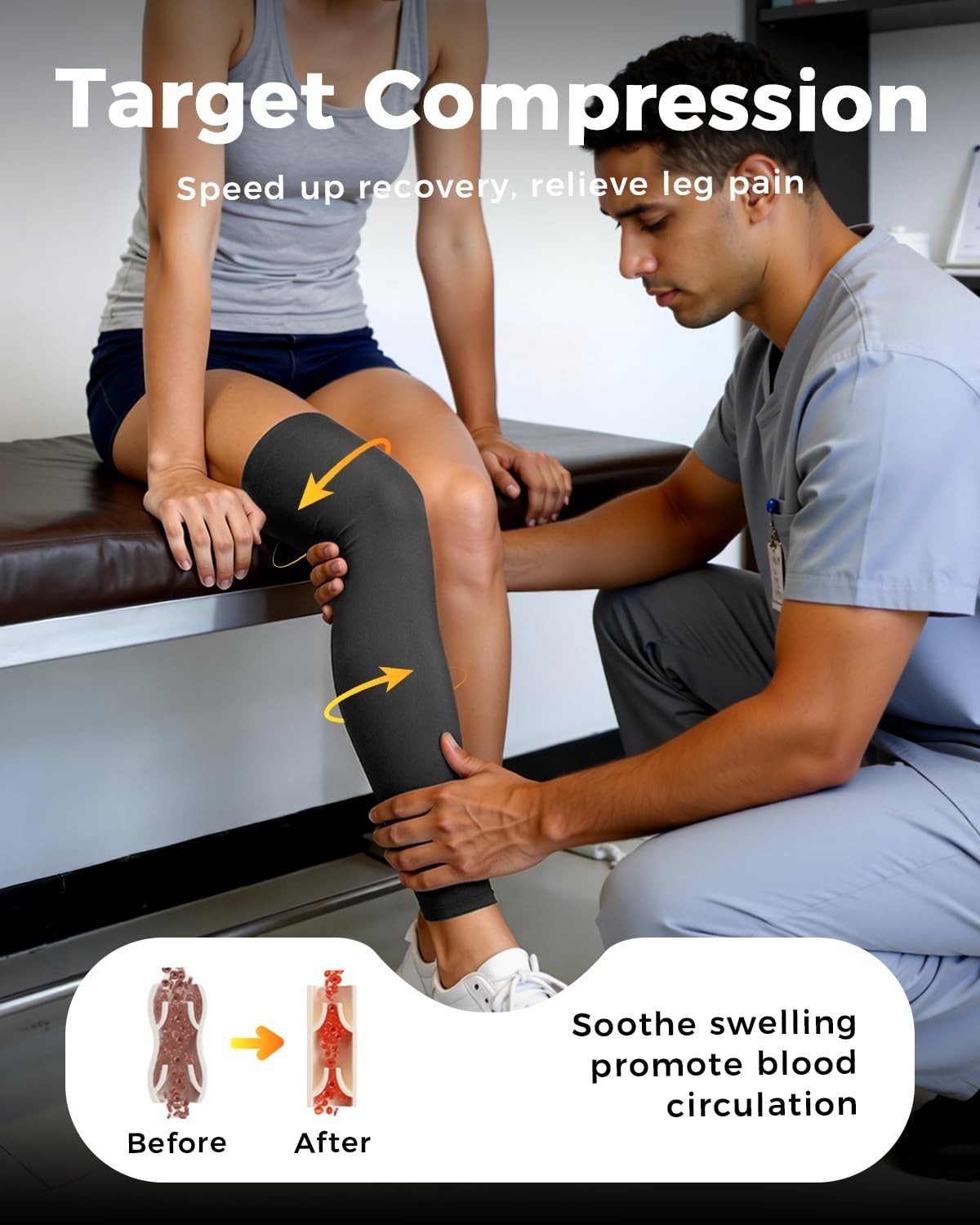 Lightweight Copper-Infused Leg Compression Sleeve – M for Fast Muscle Recovery