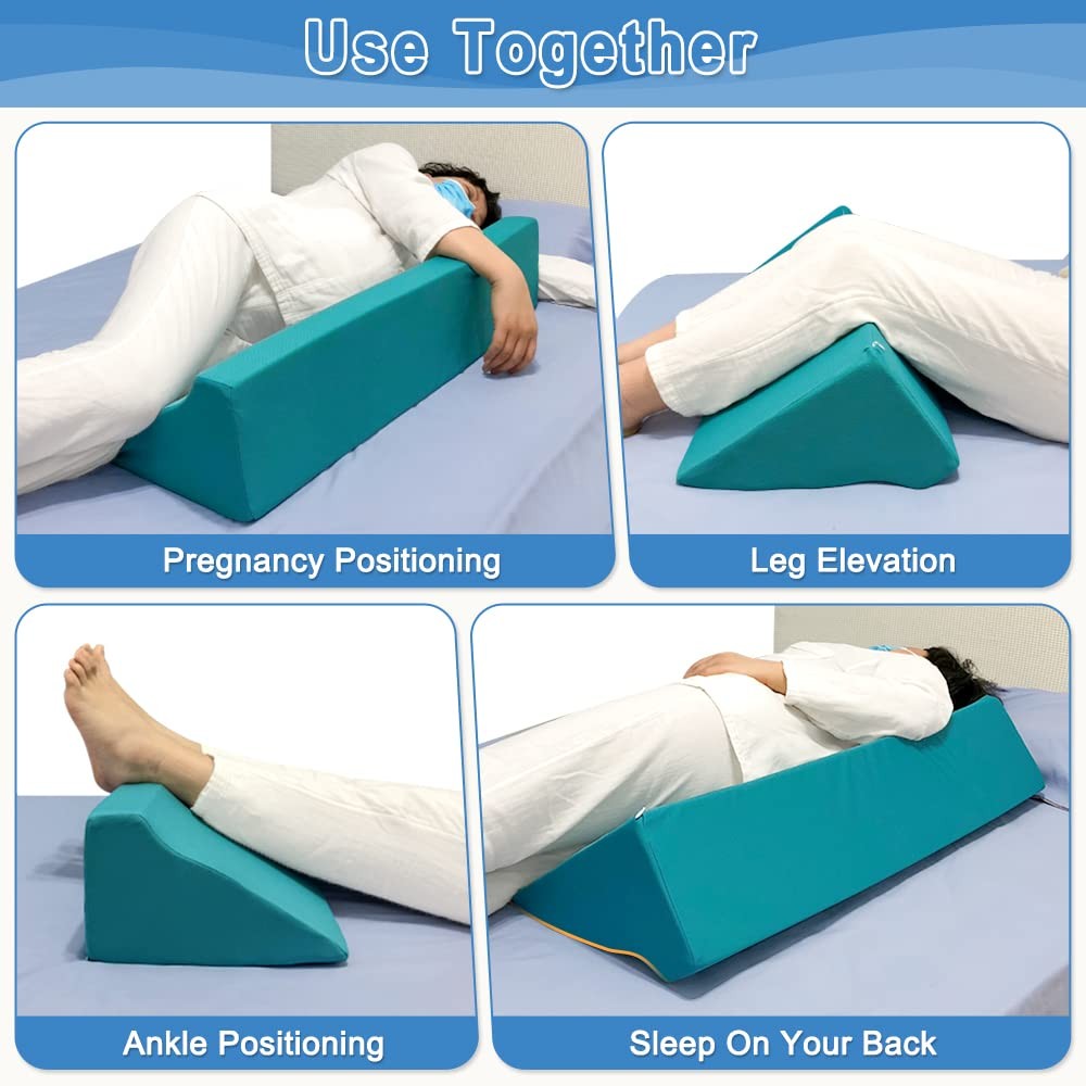 Bedsore Turning Wedge Pillow Side Sleeping Body 34.2 x 12 x 7 inches, Green