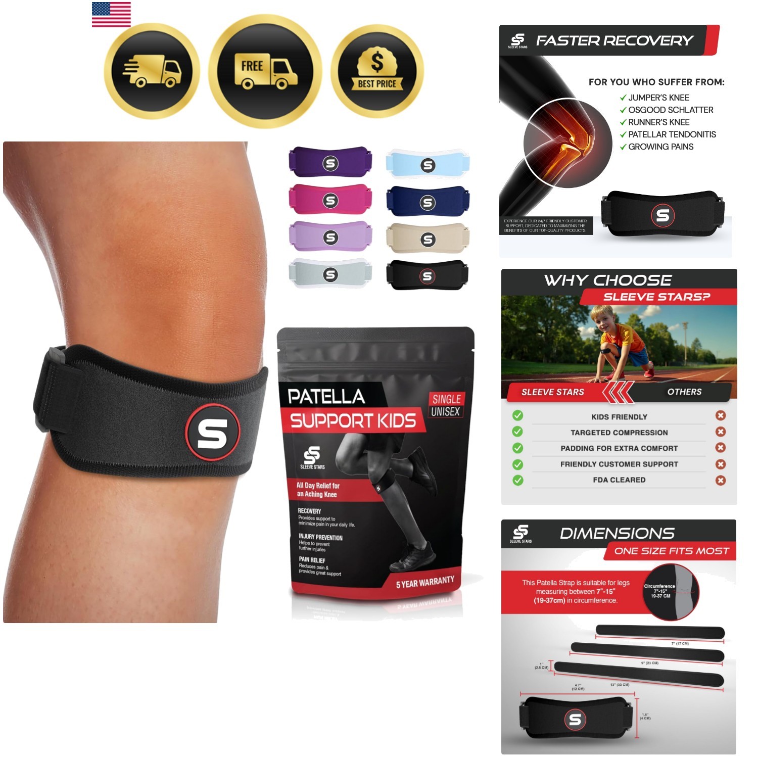 Sleeve Stars Swedish Brand Patellar Tendon Support Strap for Women & Men Effe…