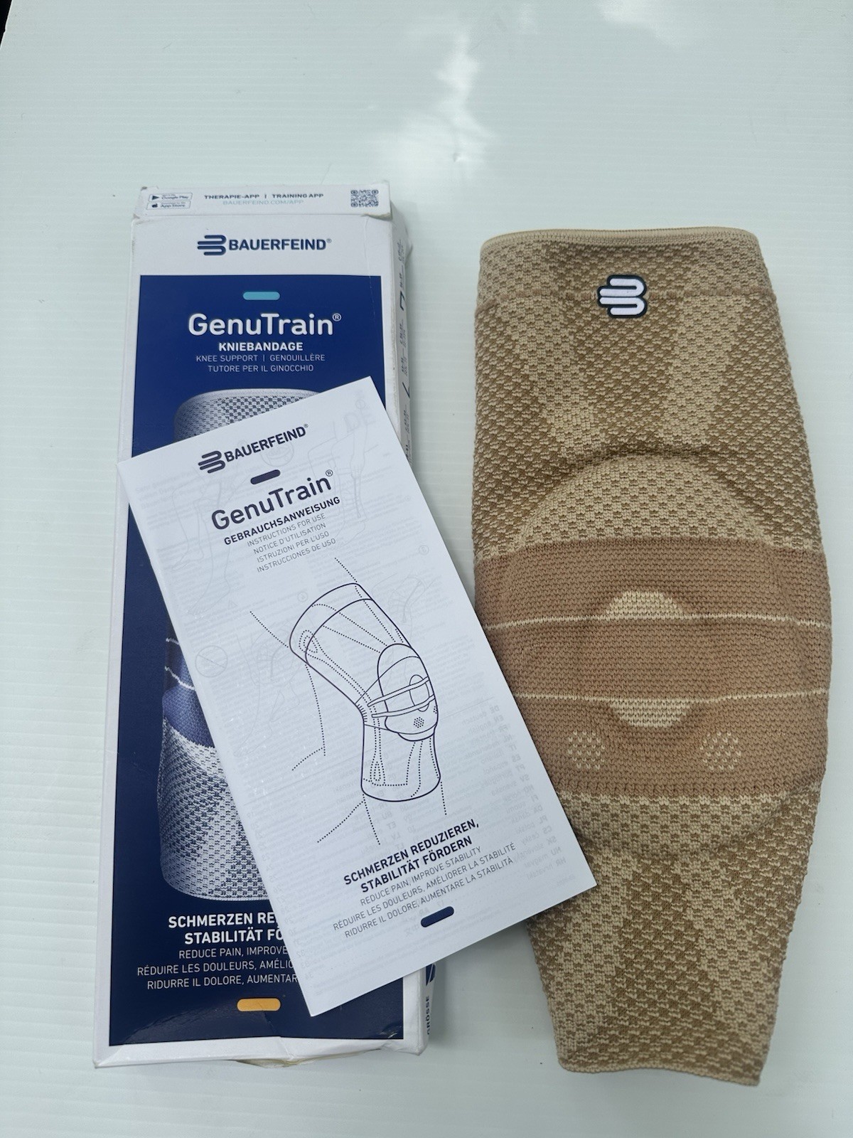 Bauerfeind GenuTrain Knee Support Brace Size 3 Beige New