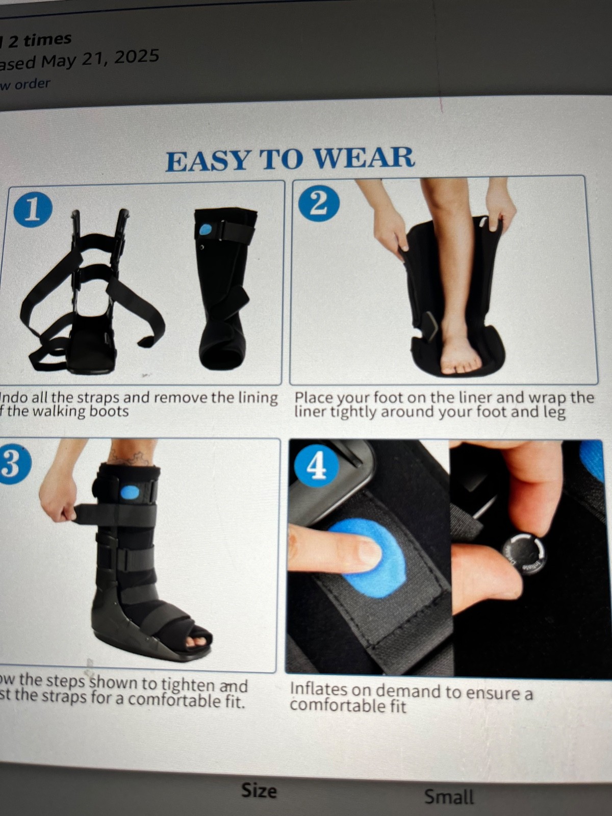 Walking Boot MEDIBOT TALL Foot Ankle Brace Support Small Black air compression