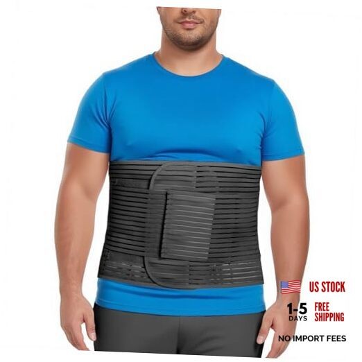 Abdominal Binder, 12-Inch Wide Elastic Belly Wrap for Plus Size XX-Large Black