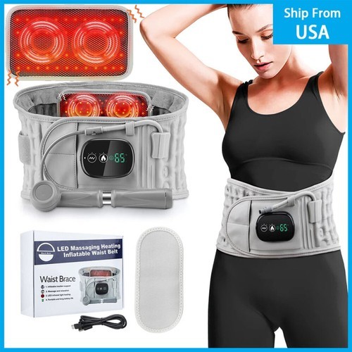 2026 New Arrival Decompression Lumbar Belt Red Light Heating &Vibration Massager