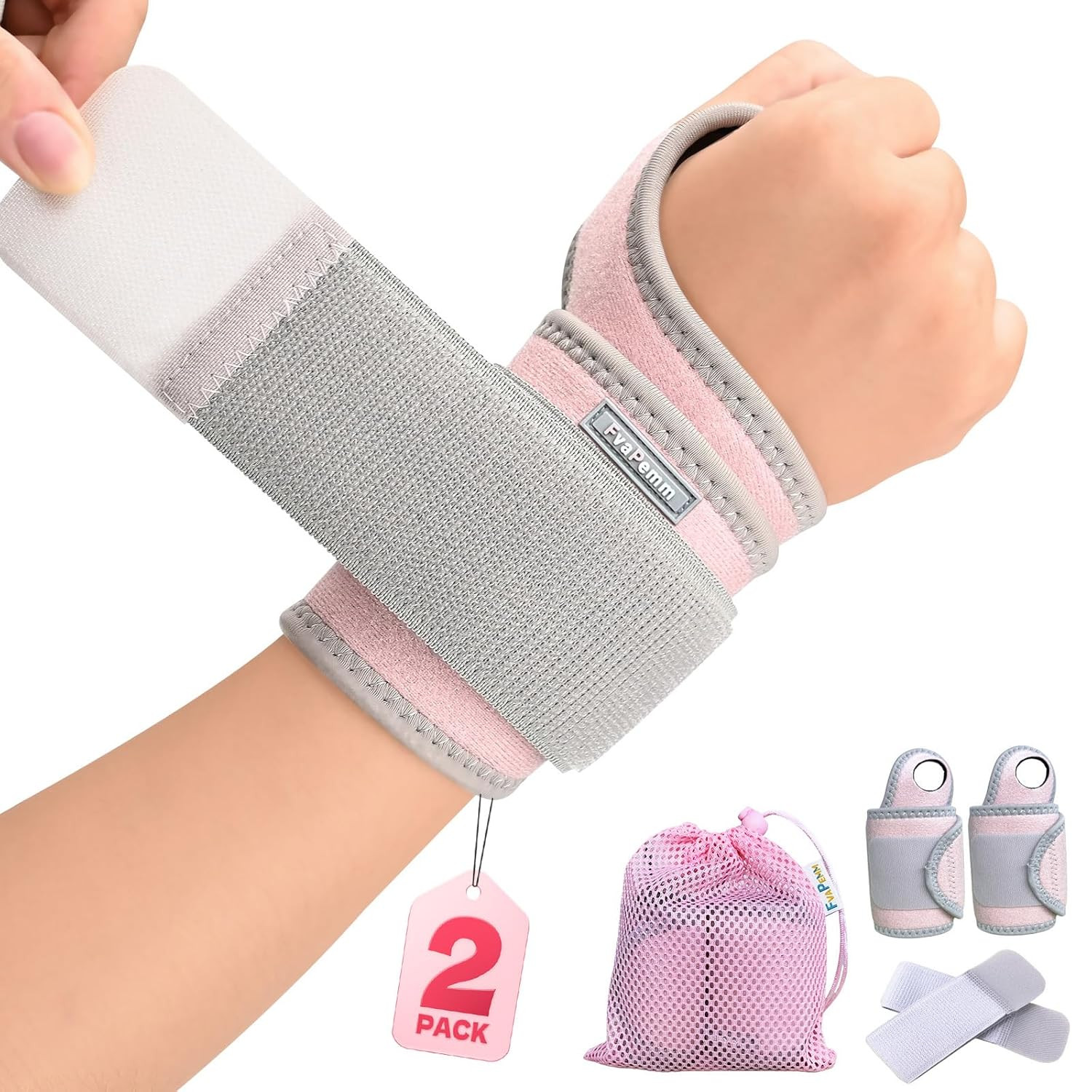 Carpal Tunnel Wrist Brace for Right Left Hand 2 Pack, Wrist Support Wraps for W