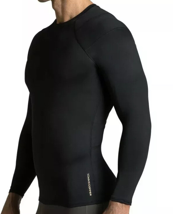 Tommie Copper Men’s Long Sleeve Shoulder Centric Support Shirt Black Size Medium