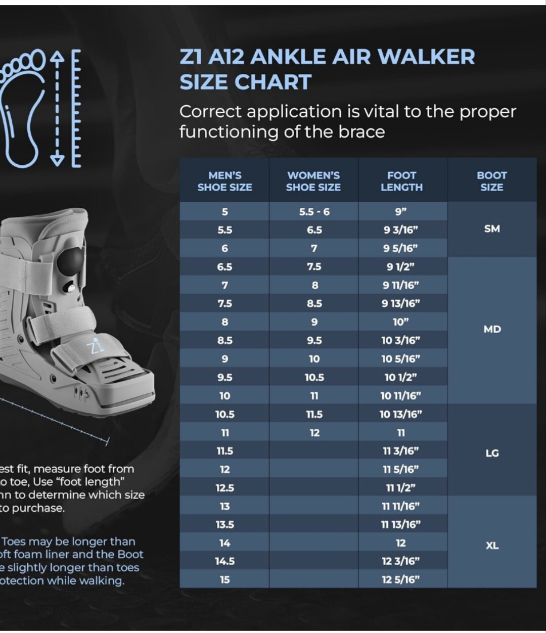 Z1 Short Air Walker Ankle Fracture Boot LARGE