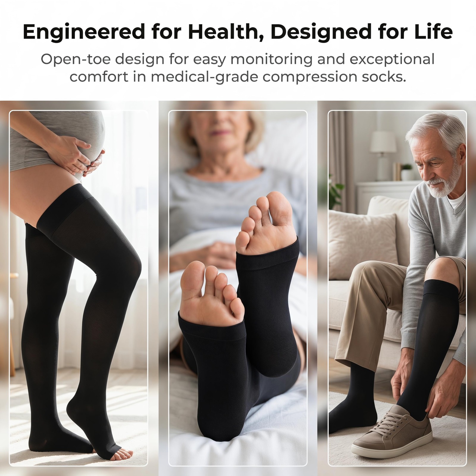 MGANG Plus Size Thigh High Compression Stockings, 15-20mmHg, Varicose Veins |…