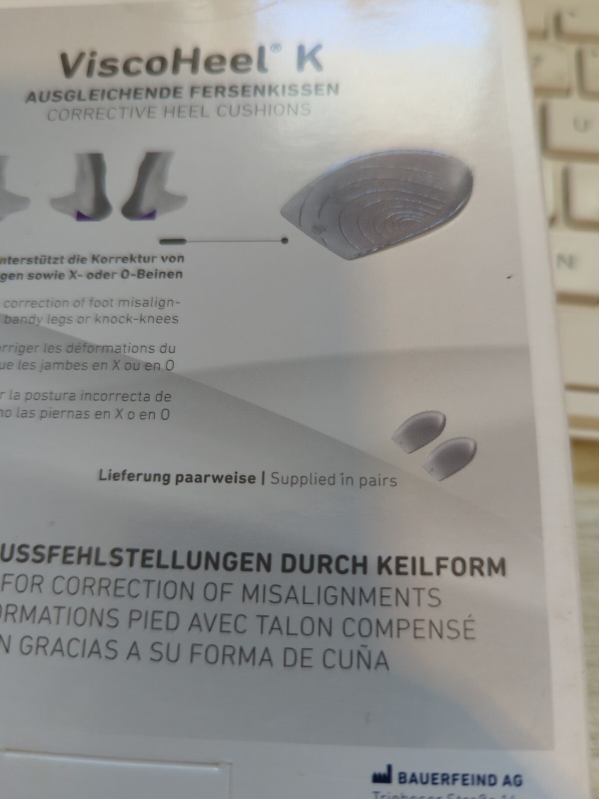 Bauerfeind ViscoHeel K Gray Size 3 Corrective Heal Cushions Visco Us Size 8-12.5