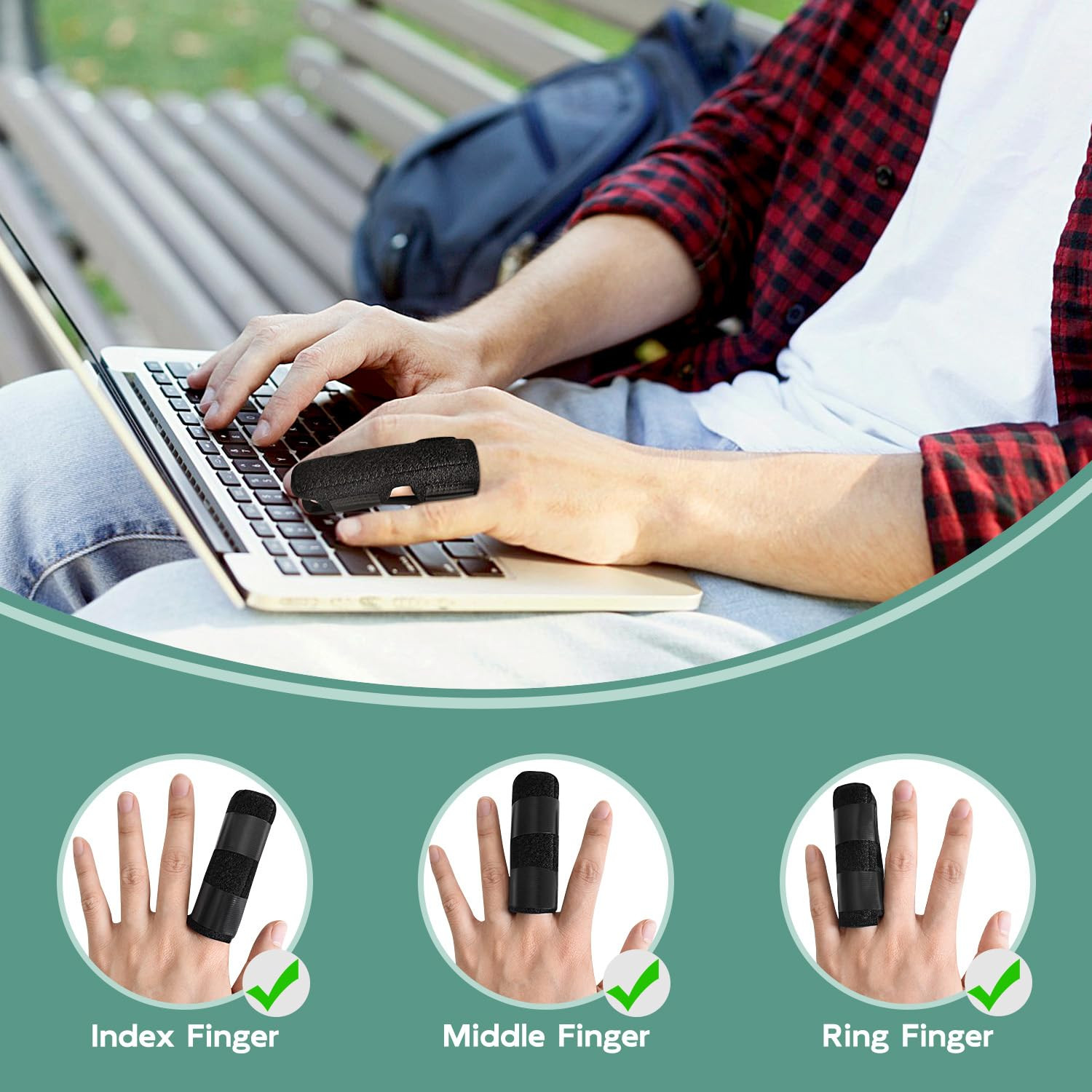 Finger Splint, Trigger Finger Brace with 2 Metal Bars Single Buddy Finger Suppor