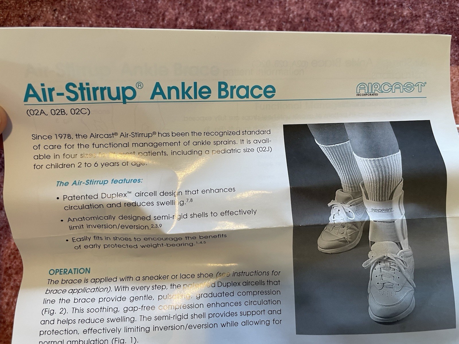 Aircast Air-Stirrup Ankle Training Brace – Right Medium – New