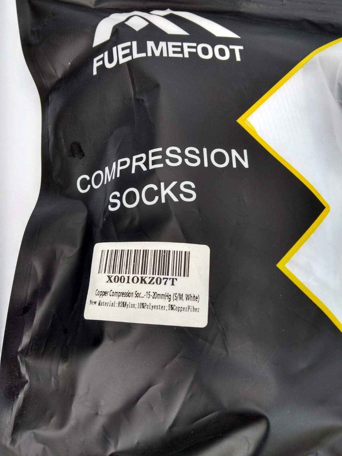 Copper Compression Socks 15-20mmHg Relief Men Women Small/Med White 3 Pairs